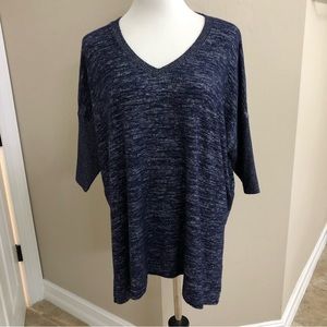 GAP Maternity Heathered Navy Short Sleeve V-neck top